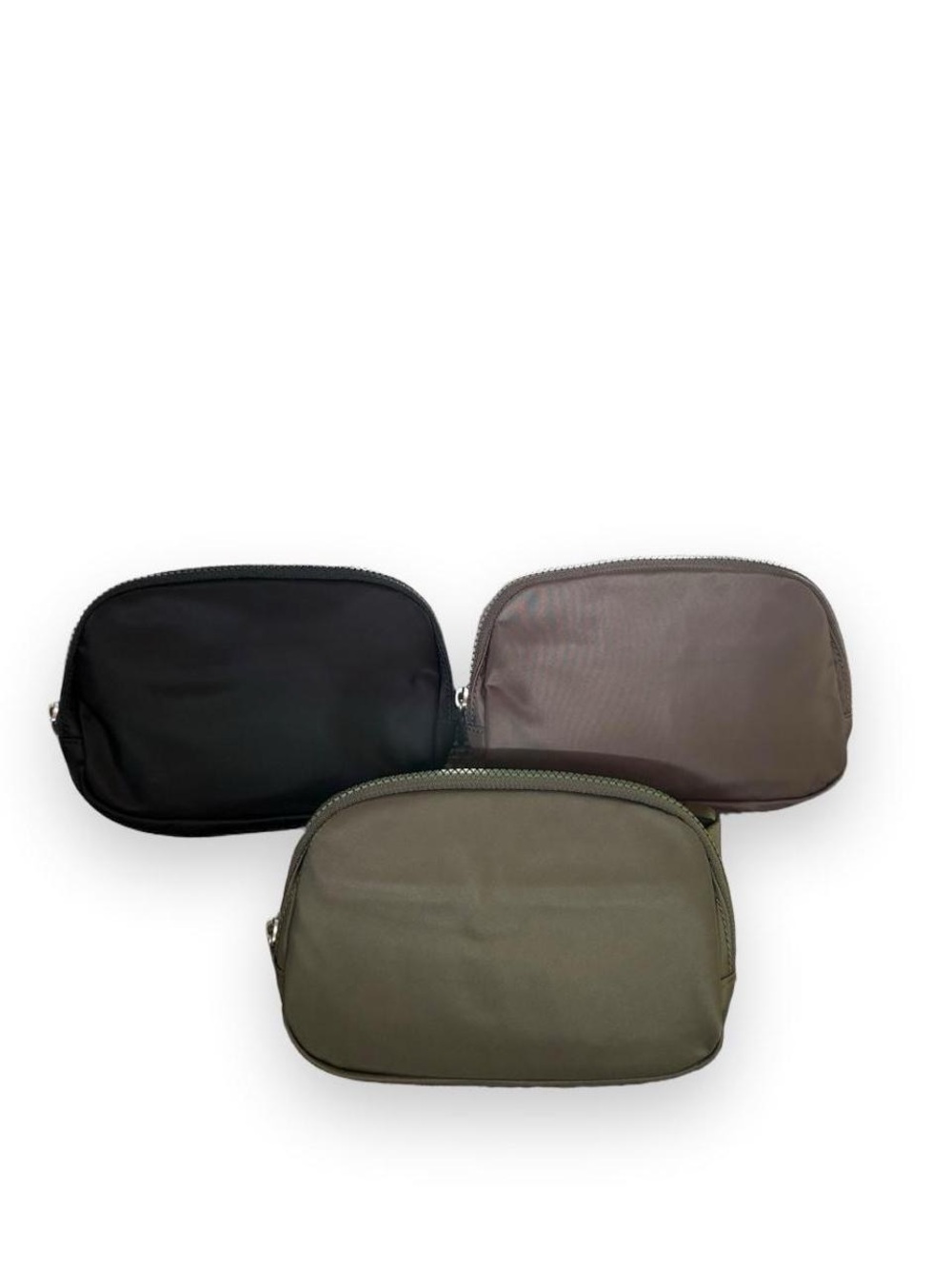 PACK OF 3: NWOT Quince Revive Nylon Belt Bag in Black, Olive Green, and Ash Grey